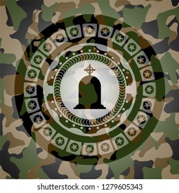 tombstone icon on camo pattern