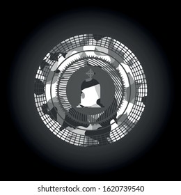 tombstone icon on grey camouflage texture
