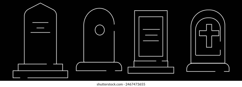 Tombstone icon on light background. RIP symbol. Death, hallo ween, die, gravestone, graveyard. Outline, flat and colored style eps 10