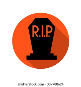 Tombstone icon on orange background, flat