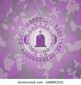 tombstone icon on pink camo pattern