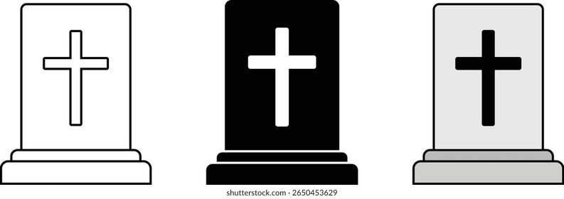 Tombstone icon. Rip grave icon. Gravestone icon. . Minimalist grave symbol for Halloween designs, horror themes, cemetery graphics, spooky decorations, funeral or memorial design projects