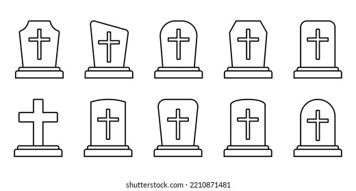 Tombstone Icon. Rip Grave Icon Vector. Expanded Stroke.