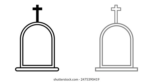 Tombstone icon. Rip grave icon vector. rip headstone vector. death grave tone icon. gravestone line icon suitable for apps and websites UI designs. Vector illustration. Eps file 53.