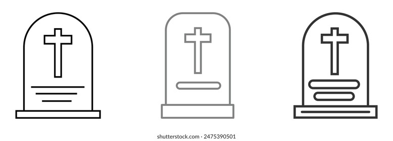 Tombstone icon. Rip grave icon vector. rip headstone vector. death grave tone icon. gravestone line icon suitable for apps and websites UI designs. Vector illustration. Eps file 48.