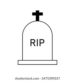 Tombstone icon. Rip grave icon vector. rip headstone vector. death grave tone icon. gravestone line icon suitable for apps and websites UI designs. Vector illustration. Eps file 39.