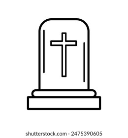 Tombstone icon. Rip grave icon vector. rip headstone vector. death grave tone icon. gravestone line icon suitable for apps and websites UI designs. Vector illustration. Eps file 33.