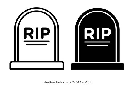 Tombstone Icon Set Depicting RIP Headstone and Gravestone Symbols