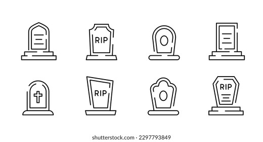 Tombstone icon set an illustration