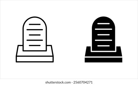 Tombstone icon set, Tombstone linear style sign for mobile concept and web design, Halloween tombstone outline vector icon, on a white background.