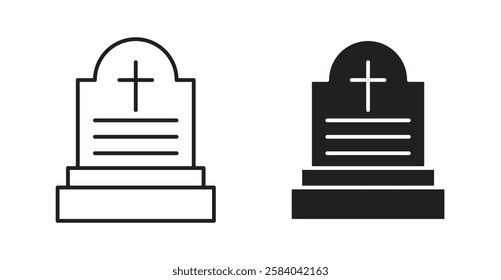 Tombstone icon set in thin line. vector illustrations for web