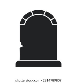 Tombstone icon, simple style a flat vector illustration of a gravestone with a crack