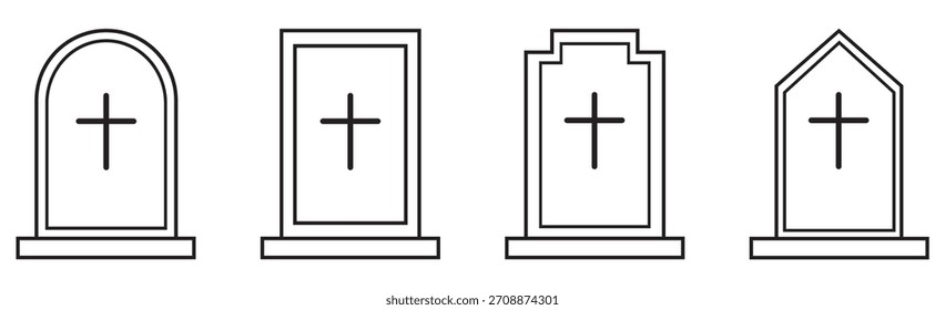 tombstone icon Simple thin line logo set