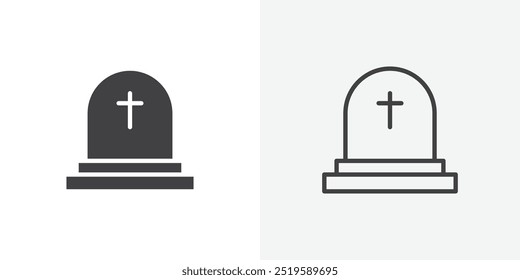 Tombstone-Symbol. geschlossen gefüllt und Strich dünne Linie Stil eps 10