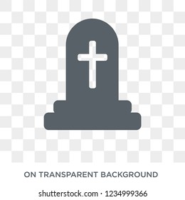 Tombstone icon. Trendy flat vector Tombstone icon on transparent background from Religion collection. 
