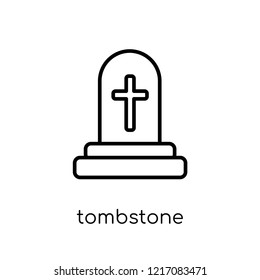 Tombstone icon. Trendy modern flat linear vector Tombstone icon on white background from thin line Religion collection, editable outline stroke vector illustration