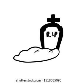 tombstone icon vector doodle hand drawing 