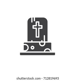 Tombstone icon vector, filled flat sign, solid pictogram isolated on white. Halloween holiday Symbol, logo illustration.