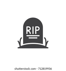 Tombstone icon vector, filled flat sign, solid pictogram isolated on white. Halloween holiday Symbol, logo illustration.