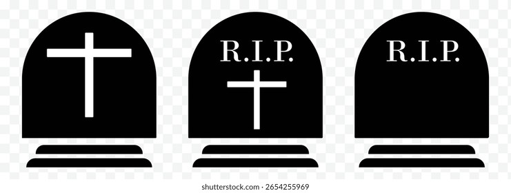 ícone de lápide vetor silhueta isolada. ícone de pedra da tumba vetor delineamento fino estilo sinal. lápide lápide cemitério memorial lápide ícone RIP enterro, funeral, marcador de sepultura, morte, lembrança 