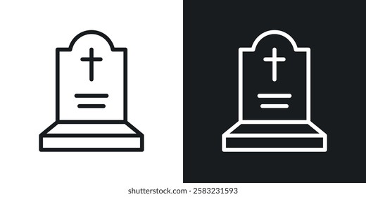 Tombstone icons in black and white liner strokes for web design.