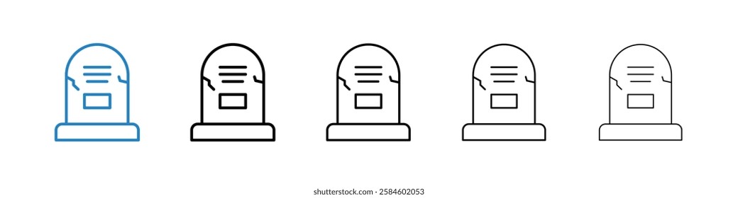 Tombstone icons in five different stroke sizes