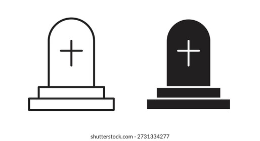 Tombstone-Symbole gesetzt. Einfache Linienvektorgrafik