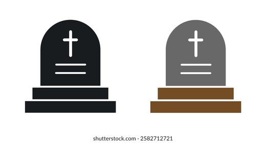 Tombstone icons set vectors black and colored style