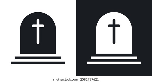 Tombstone icons set vectors black and colored style