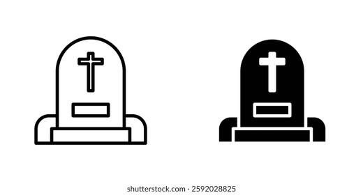 Tombstone icons. stroke line and black solid icons