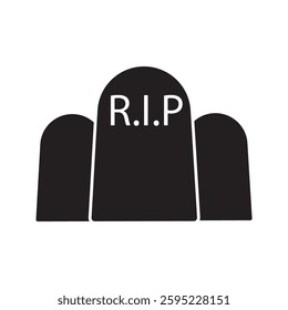 Tombstone icons. stroke line and black solid icons. 10 EPS