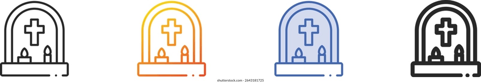 tombstone icon.Thin Linear, Gradient, Blue Stroke and bold Style Design Isolated On White Background