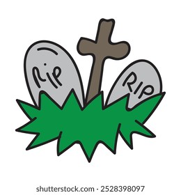 Tombstone illustration graphic hand drawing Halloween moment