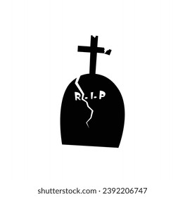 Tombstone illustration vector in cartoon style on white background. Halloween element. Halloween concept.