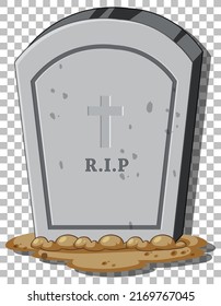 Tombstone aislado en la ilustración de fondo de la cuadrícula