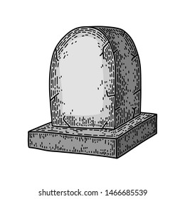 Tombstone isolated on white background. Old vintage style hand drawing engraved. Design element for banner, menu, poster, web. 