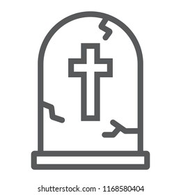 Tombstone line icon, halloween and death, grave sign, vector graphics, a linear pattern on a white background, eps 10.