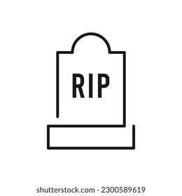 Tombstone line icon on white background. Flat design vector. Eps 10.