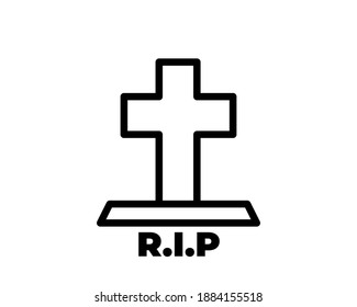 Tombstone-Zeilensymbol, Umriss-Vektorsymbol, lineares Piktogramm einzeln auf Weiß. Symbol, Logo-Abbildung. Bearbeitbarer Strich.