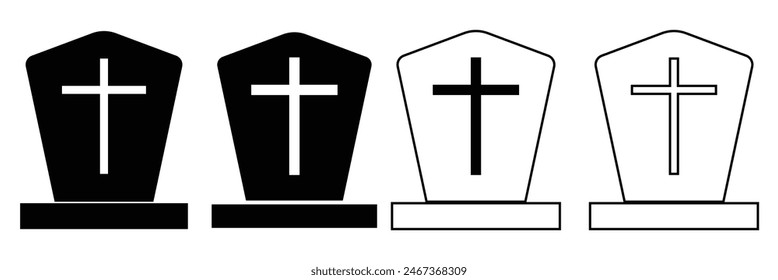 Tombstone line icon, outline vector sign, linear style pictogram isolated on white. Symbol, logo illustration. Tombstone line icon set eps10.