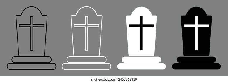 Tombstone line icon, outline vector sign, linear style pictogram isolated on white. Symbol, logo illustration. Tombstone line icon set eps10.