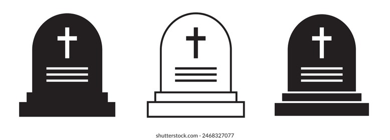 Tombstone line icon, outline vector sign, linear style pictogram isolated on white back ground design eps 10