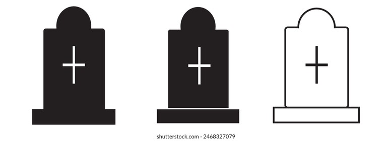 Tombstone line icon, outline vector sign, linear style pictogram isolated on white back ground design eps 10