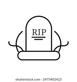 Tombstone line icon, outline vector sign, linear style pictogram isolated on white background. Vector illustration. Eps file 32.