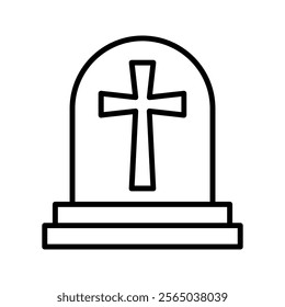 Tombstone line icon, outline vector sign, linear style pictogram isolated on white. Symbol, logo illustration.