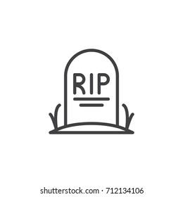 Tombstone line icon, outline vector sign, linear style pictogram isolated on white. Halloween holiday Symbol, logo illustration. Editable stroke