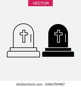 Tombstone line icon, Tombstone pictogram black flat illustration on white background..eps