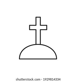 Tombstone line icon. Rip grave burial symbol. Vector illustration isolated on white.