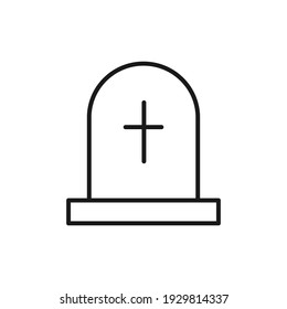 Tombstone line icon. Rip grave burial symbol. Vector illustration isolated on white.