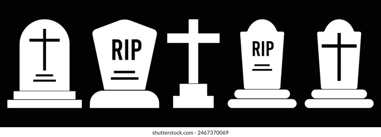 Tombstone line icon set. rip headstone vector icon. death grave tone icon. gravestone line icon suitable for apps. tombstone vector set.